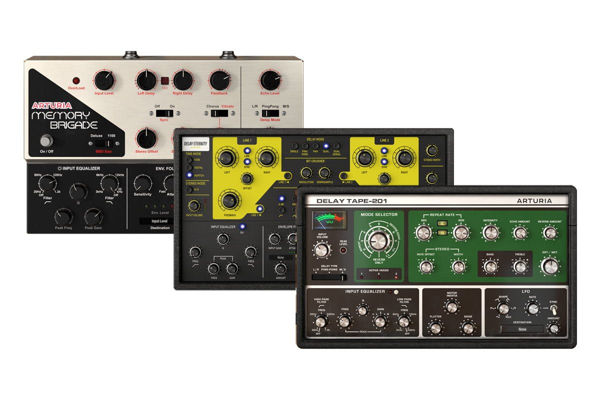 Arturia Delay MEMORY-BRIGADE, Delay TAPE-201 i Delay ETERNITY
