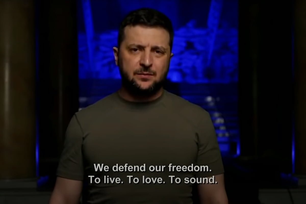 Wołodymyr Zełenski GRAMMY (fot. YouTube / The Independent)