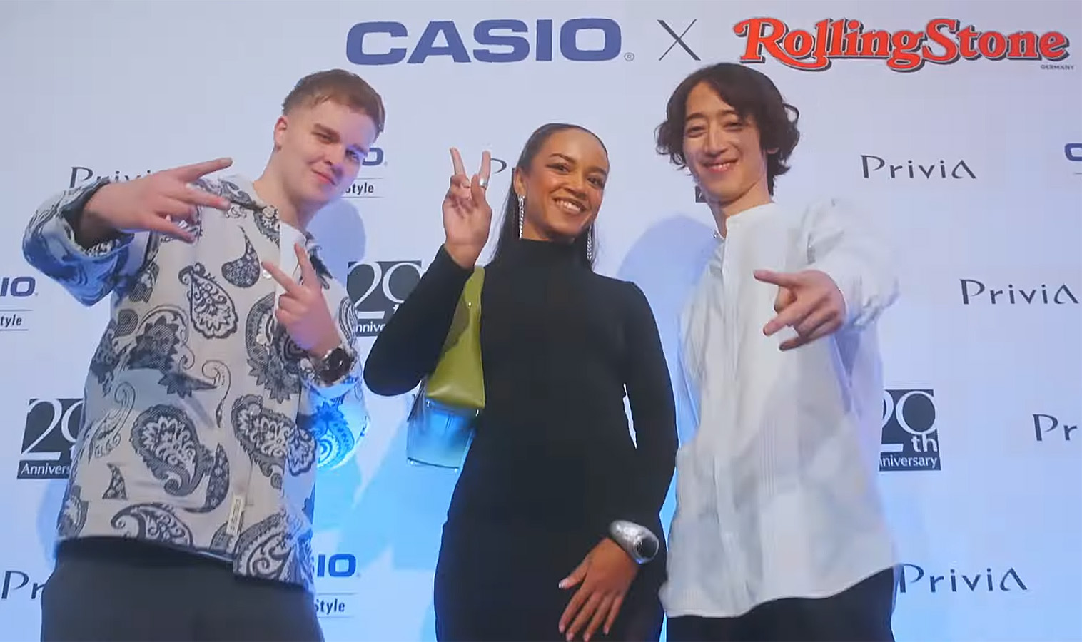 Levi Schechtmann, Imelda Gabs i Sumino Hayato podczas imprezy Casio w Hamburgu (fot. YouTube / Casio Music Europe)